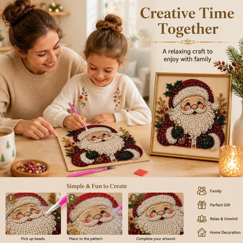 Art Craft For Adults - Kerstmis Kerstman Parel Kunst DIY Kit