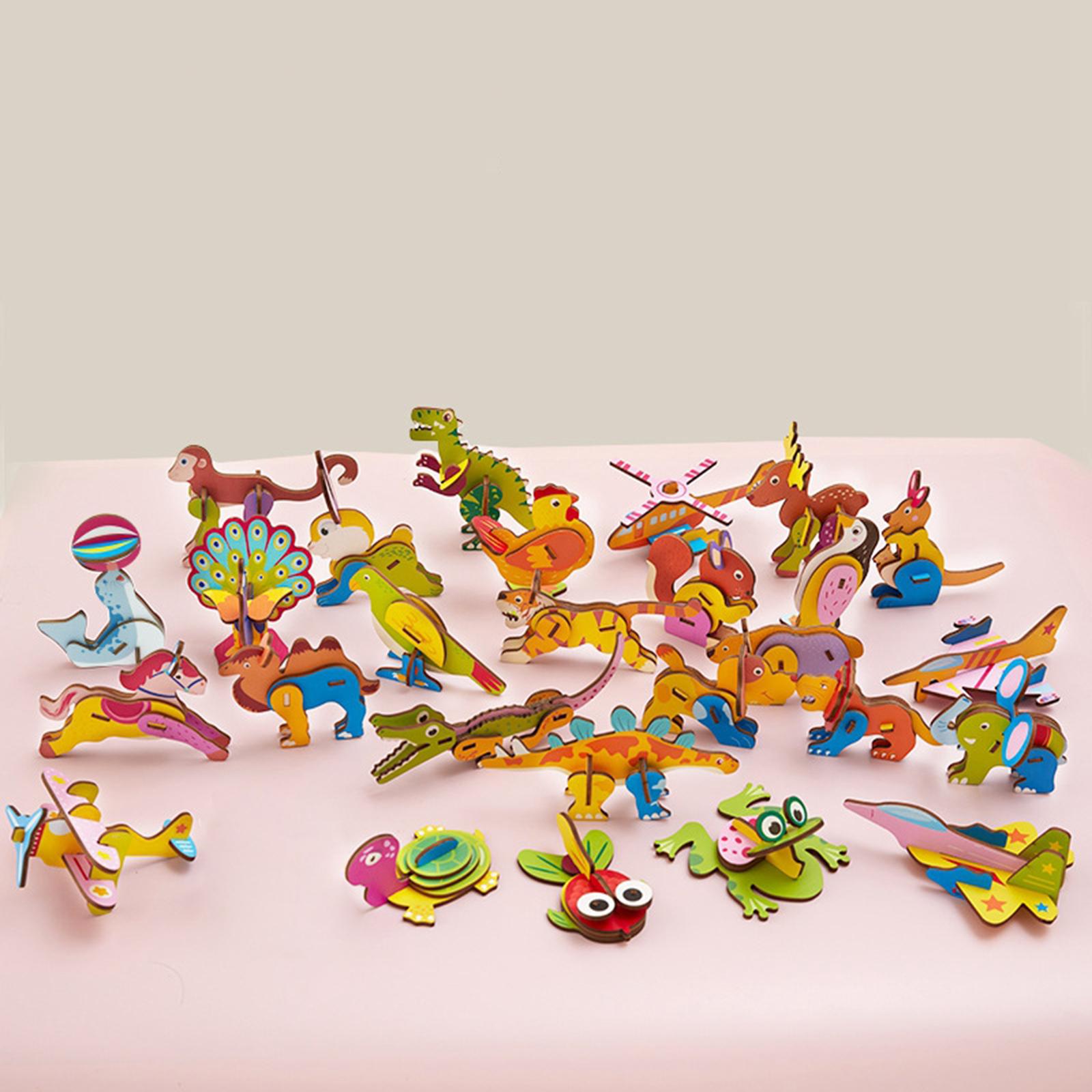 Art Craft Kindergarten - 3D Cartoon houten inlegpuzzel, leuk spel,