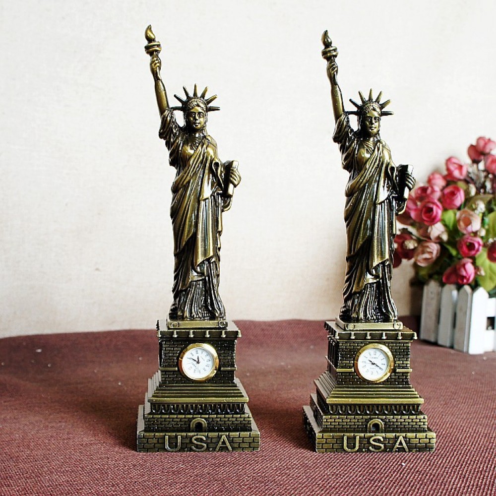 Unique Art Craft - Vintage metalen Vrijheidsbeeld sculptuur, Amerikaans decor,