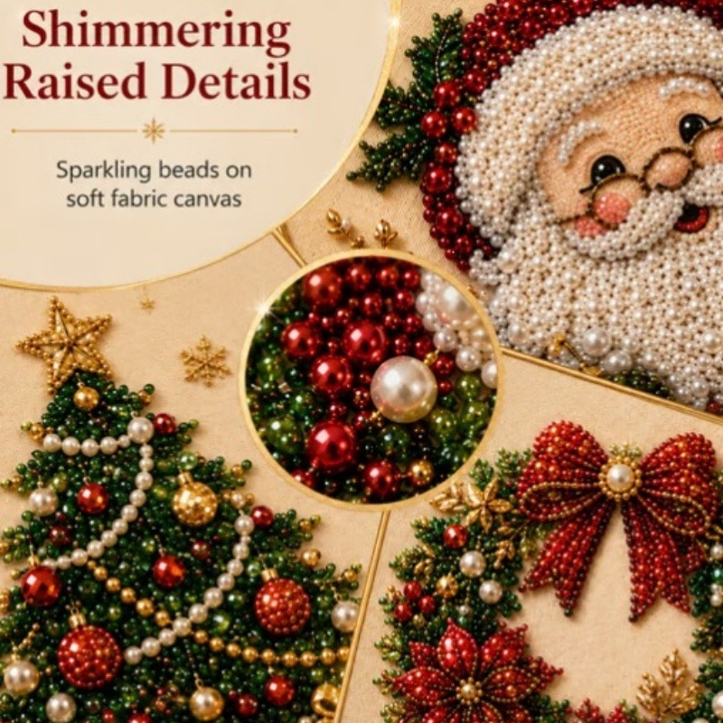 Art And Craft For Xmas - 3D Kerst Parel Strass Schilderij Kit
