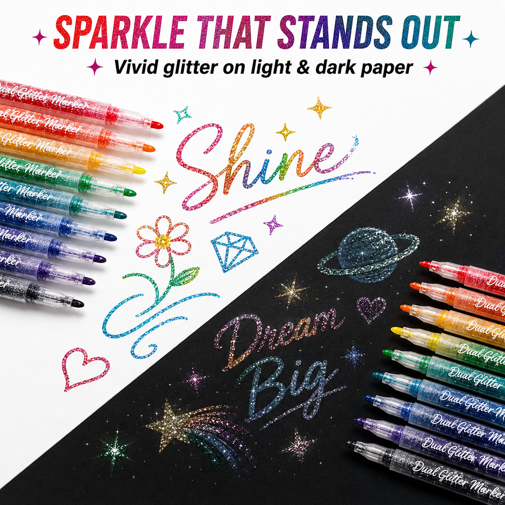 12 stuks dubbele punt glitterm - Light Art And Craft recensie en prijs
