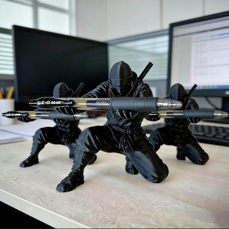 3D-geprinte ninja-penhouder vo - Unique Art Craft recensie en prijs